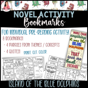 Island of the Blue Dolphins Before Reading bookmarks activity