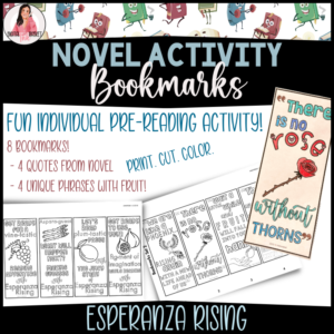 Esperanza rising book bookmarks before reading activity