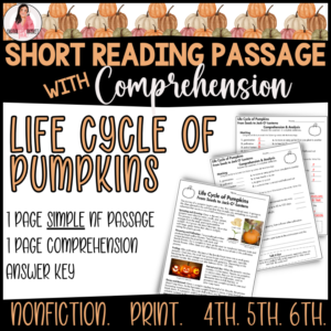 the life cycle of pumpkins reading passage