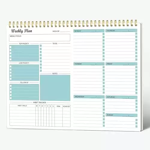 Weekly Planner Notepad Undated