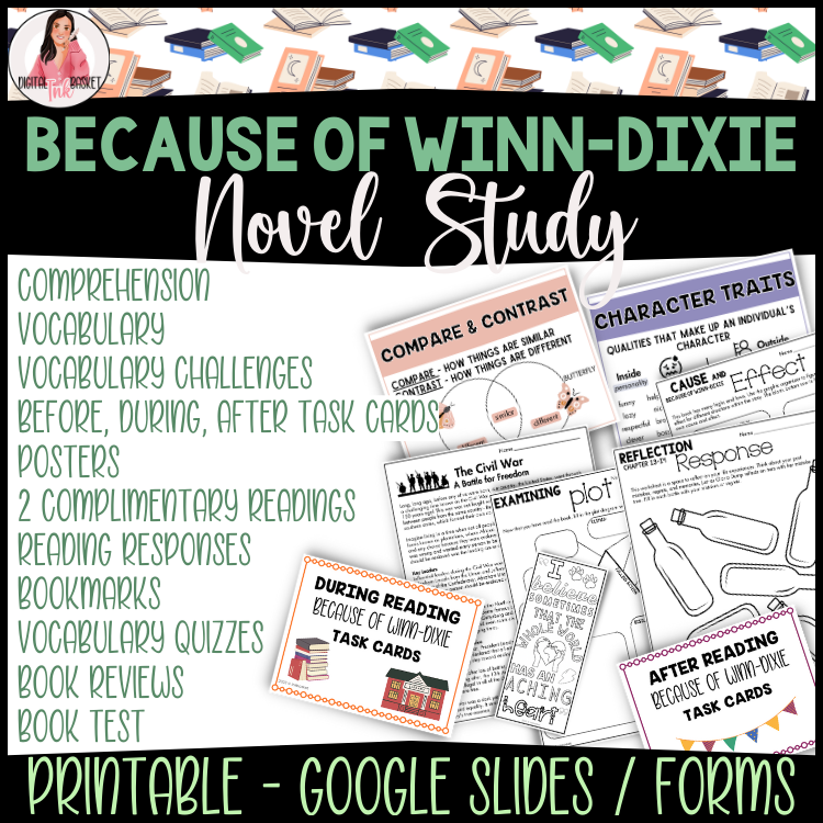 Because of Winn Dixie Novel Study comprehensive ELA Unit for grades 4-6
