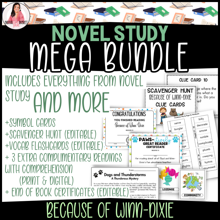 Because of Winn Dixie MEGA BUNDLE novel study comprehensive ELA unit for 4-6 grade