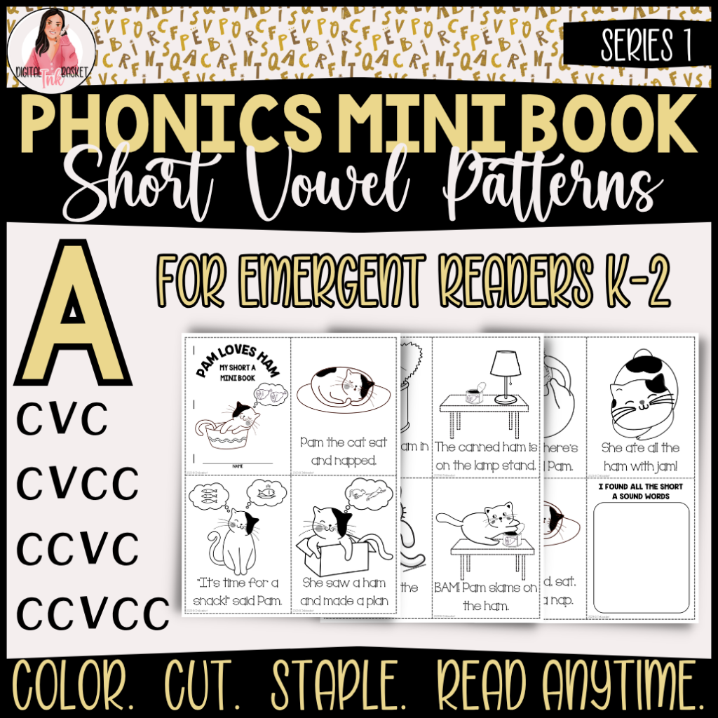 phonics mini books short vowel patterns for A k-2 emergent readers