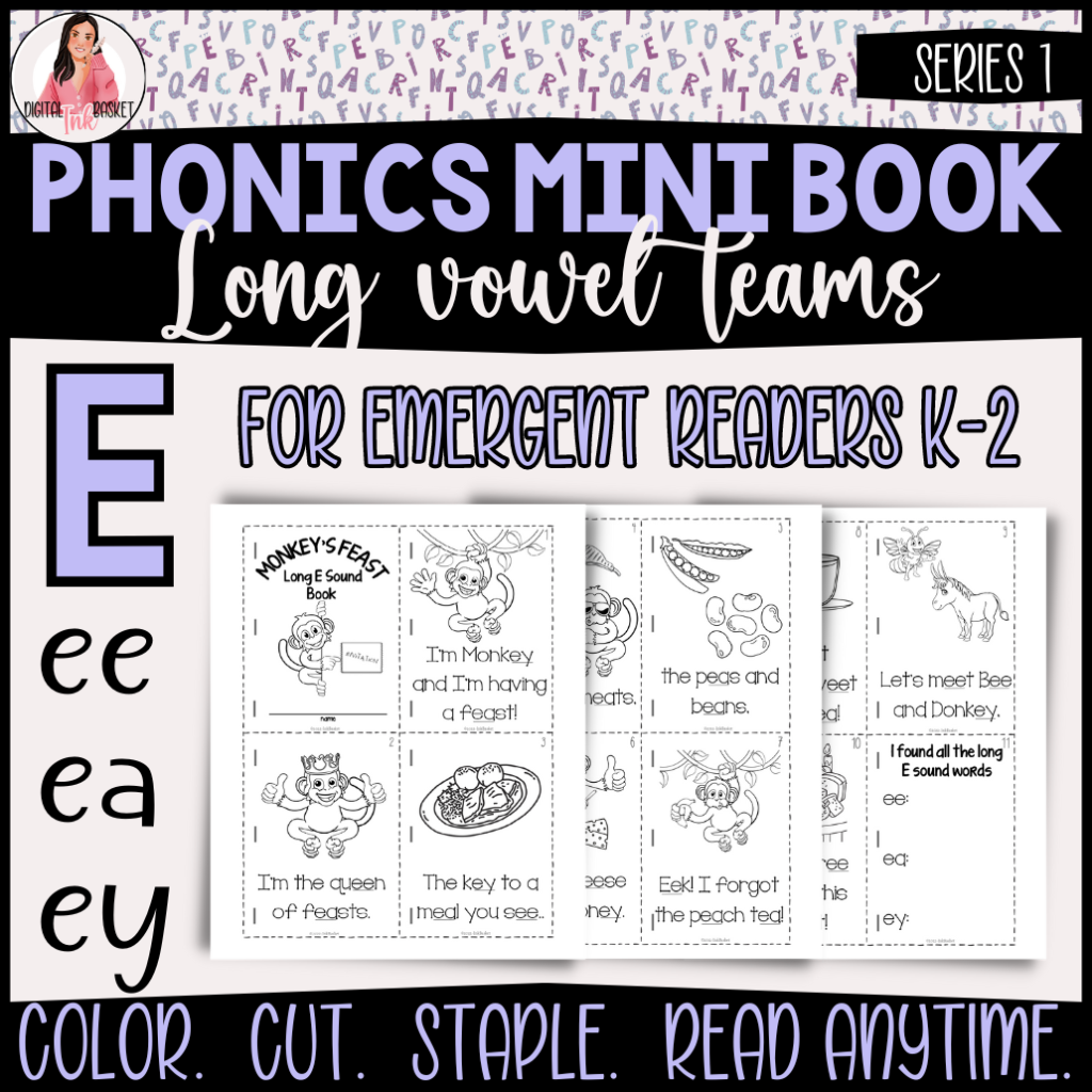 phonics mini books long vowel teams for E k-2
