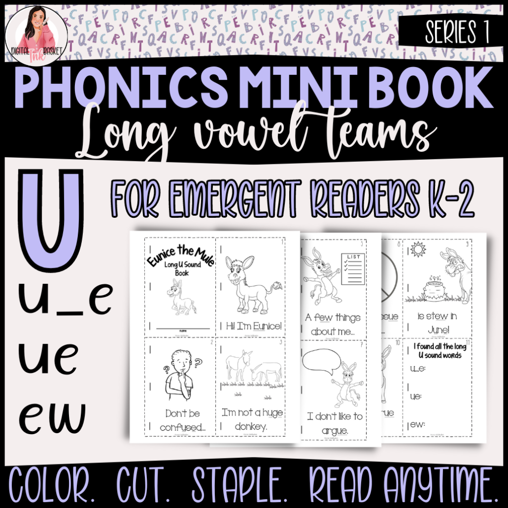 phonics mini books long vowel teams for U k-2