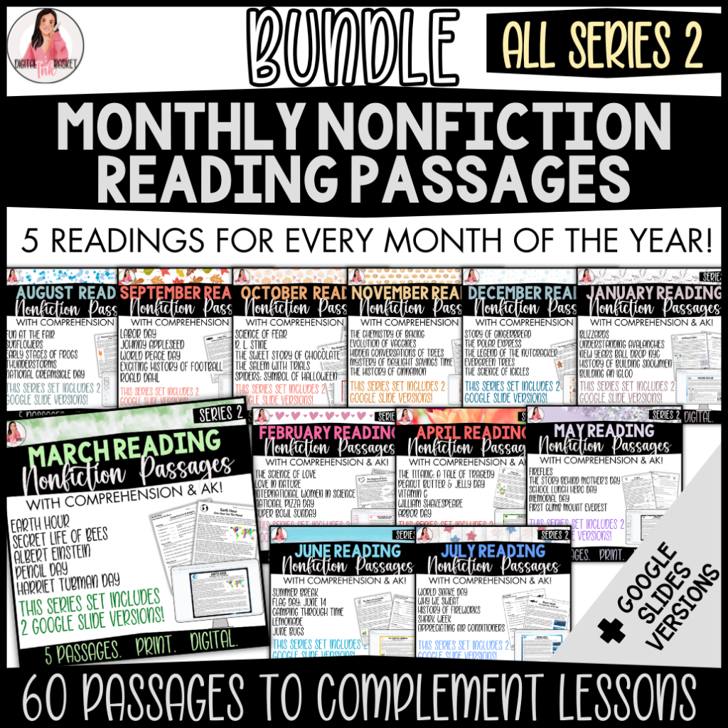 Full Year Bundle Series 2 Reading Passages with Google Slides for 4-6