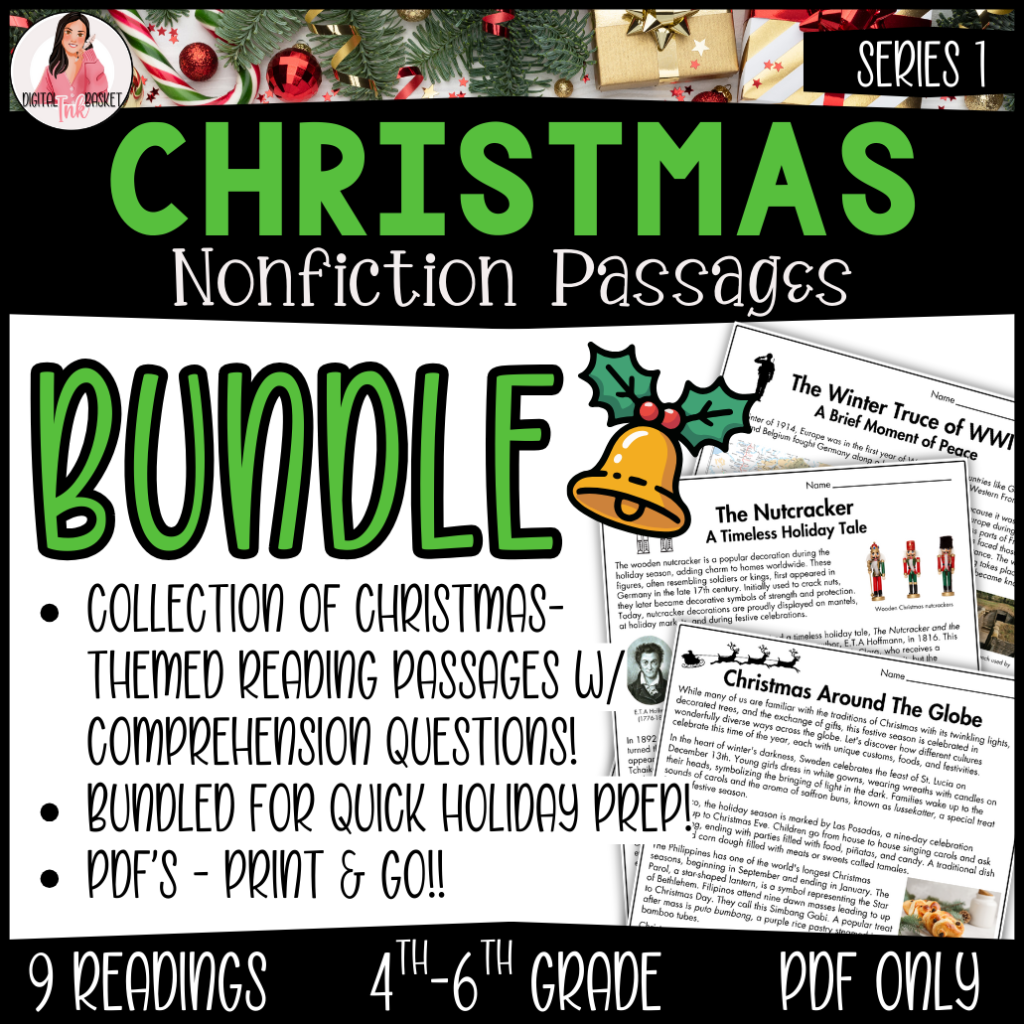 9 Christmas Nonfiction Reading Passages PDF for 4-6 grade