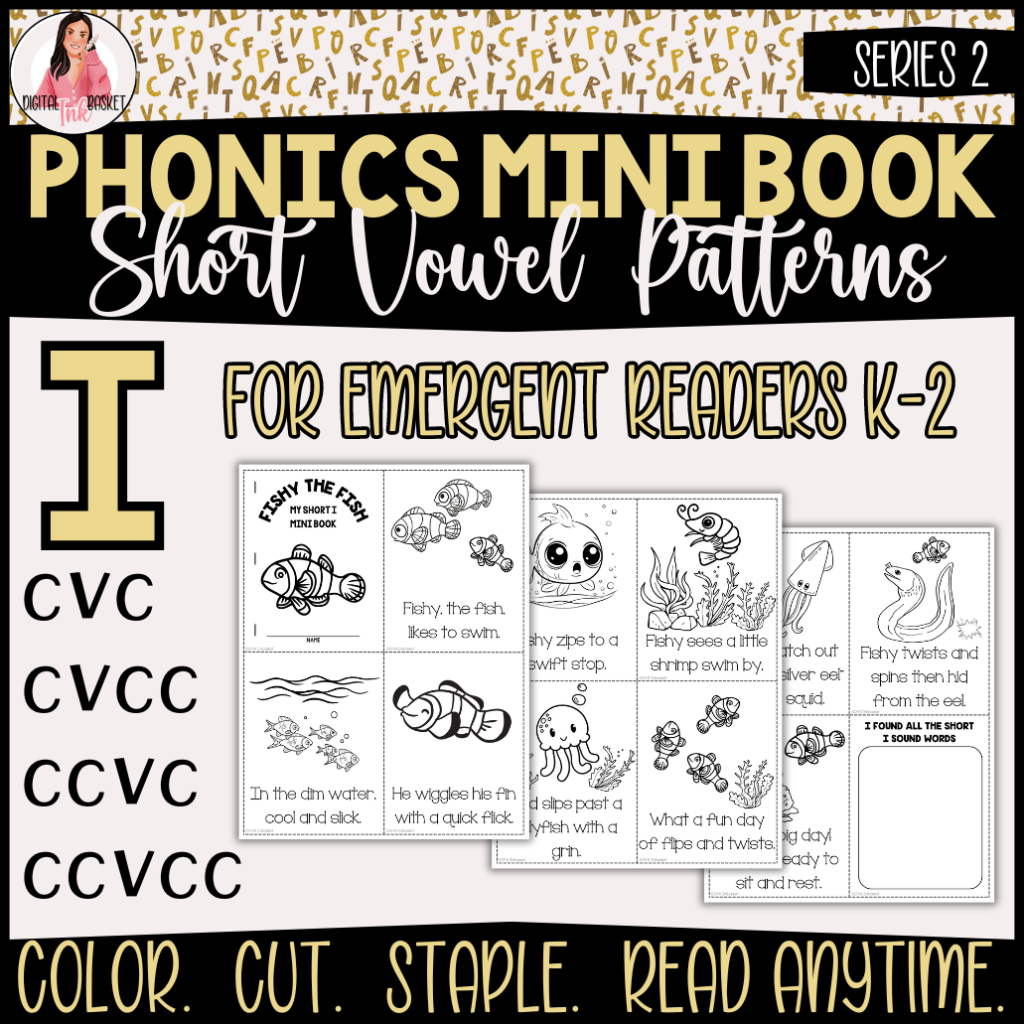 phonics mini books short vowel patterns for I k-2 emergent readers