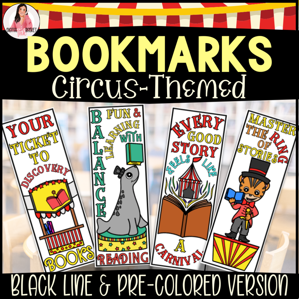 Free Circus Themed Coloring Bookmarks - printable bookmarks for elementary students