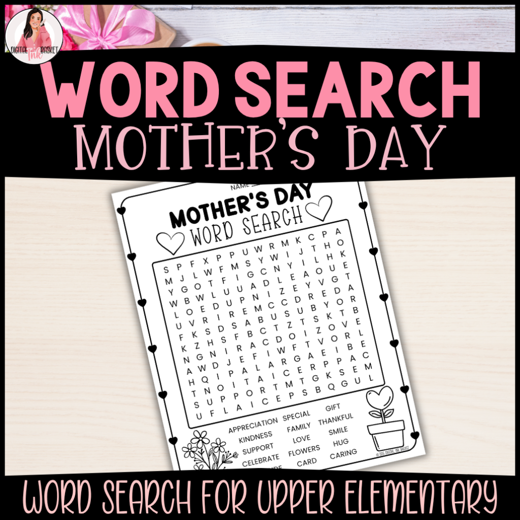 Mothers Day Word Search FREE freebie upper elementary