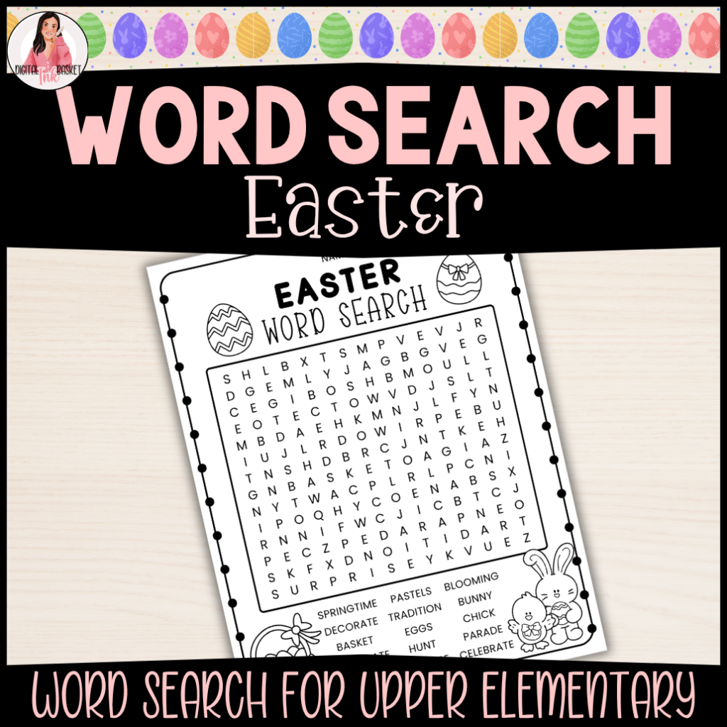 Easter Word Search for Upper Elementary with answer key printable PDF FREE