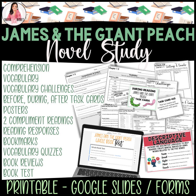 James and The Giant Peach Novel Study comprehensive ELA Unit for grades 3-5