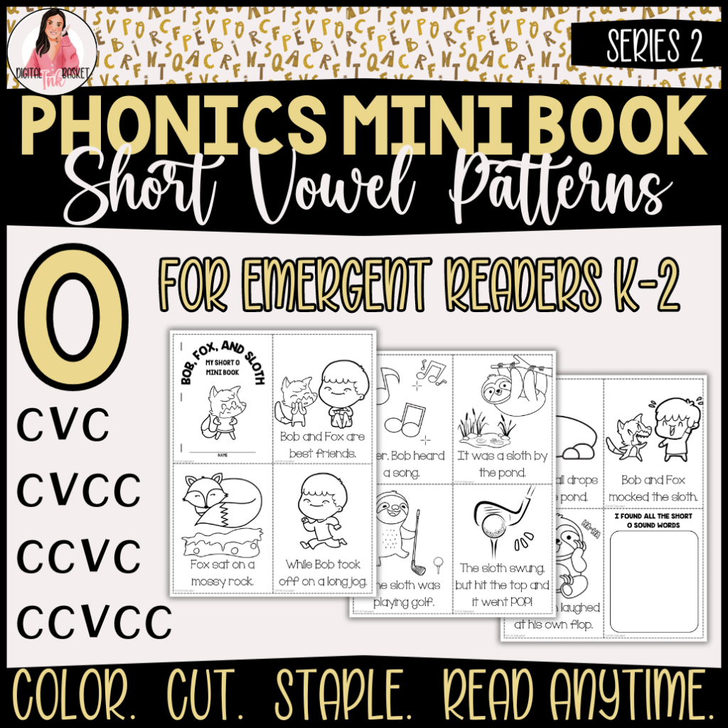 phonics mini books short vowel patterns for O k-2 emergent readers