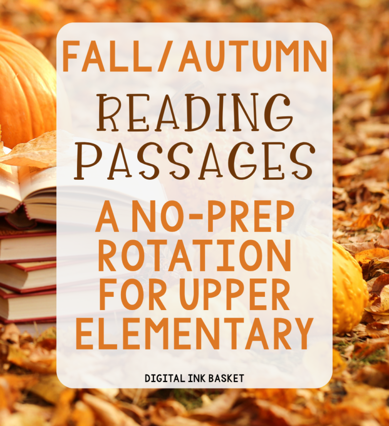 Fall/Autumn Reading Passage A No prep rotation for upper elementary blog image